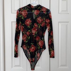 Mesh peony bodysuit